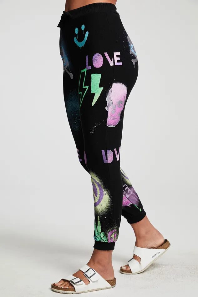 Bottoms Womens Skull Mash Up Pants Chaser Brand