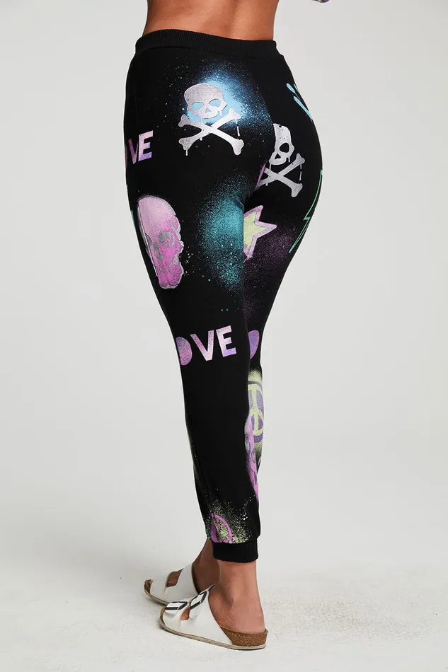Bottoms Womens Skull Mash Up Pants Chaser Brand
