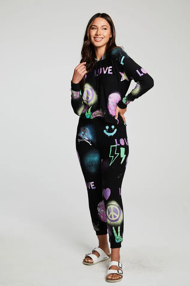 Bottoms Womens Skull Mash Up Pants Chaser Brand