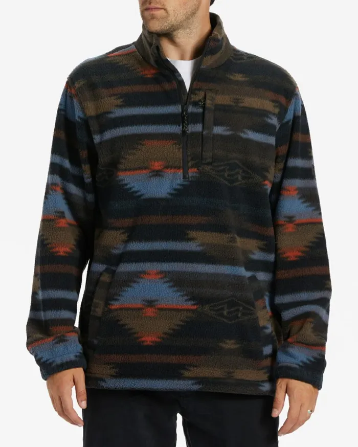 Boundary HalfZip Mock Neck Fleece Black Men Billabong Hoodies and Fleece