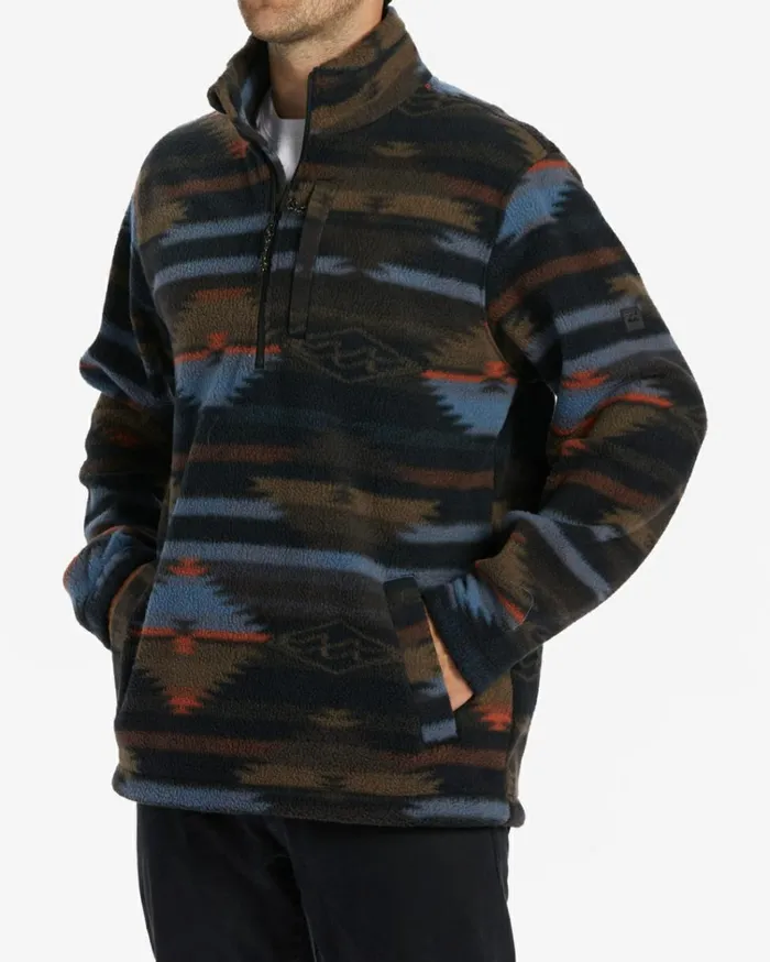 Boundary HalfZip Mock Neck Fleece Black Men Billabong Hoodies and Fleece