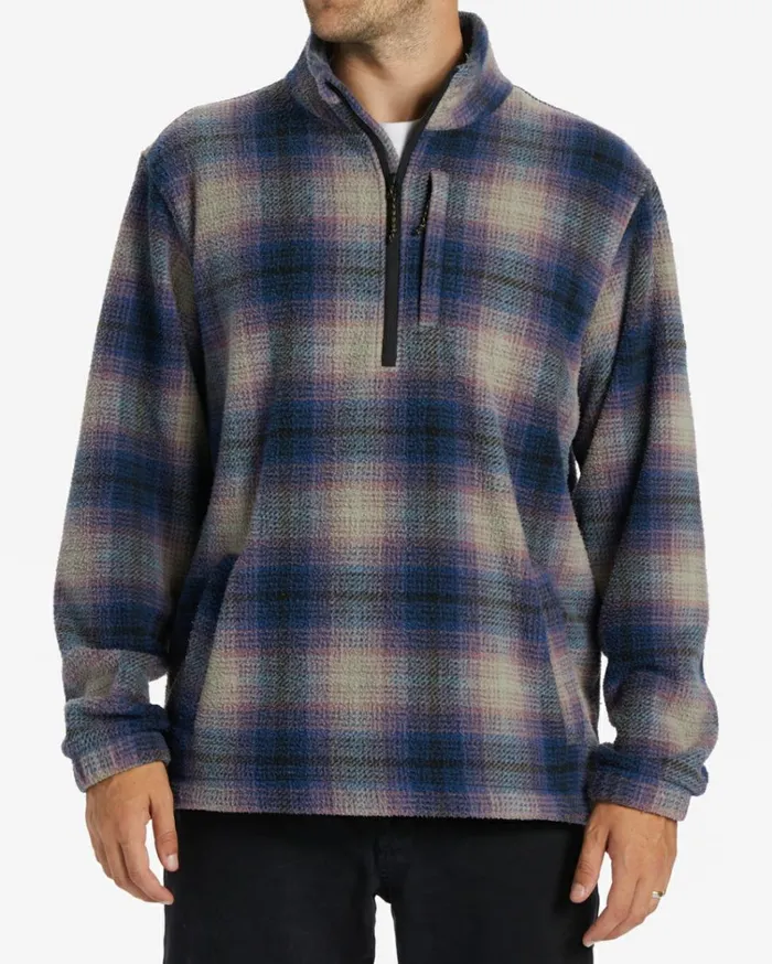 Boundary HalfZip Mock Neck Fleece Dark Blue Men Billabong Hoodies and Fleece