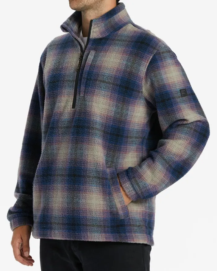 Boundary HalfZip Mock Neck Fleece Dark Blue Men Billabong Hoodies and Fleece