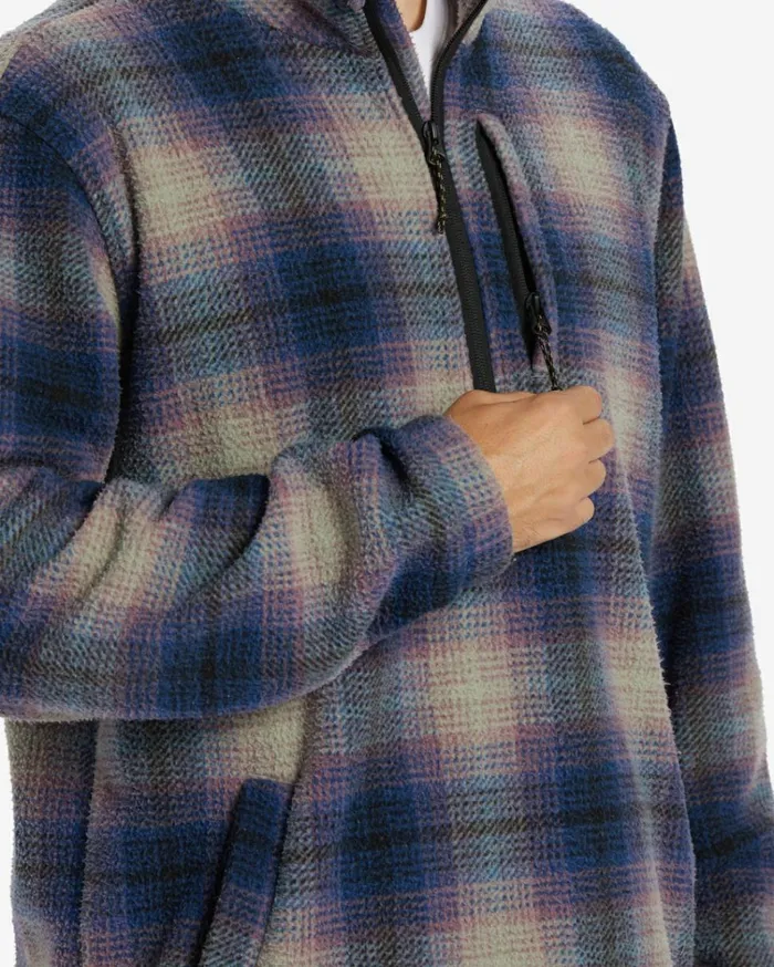 Boundary HalfZip Mock Neck Fleece Dark Blue Men Billabong Hoodies and Fleece