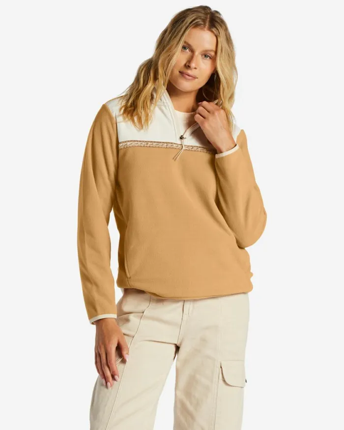 Boundary Lite Mock Neck Sweatshirt Latte Women Billabong Sweatshirts and Fleece