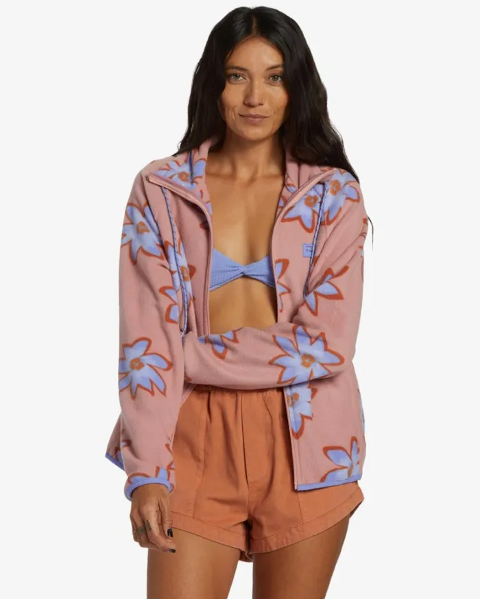 Boundary ZipUp Sweatshirt Dawn Pink Women Billabong Sweatshirts and Fleece