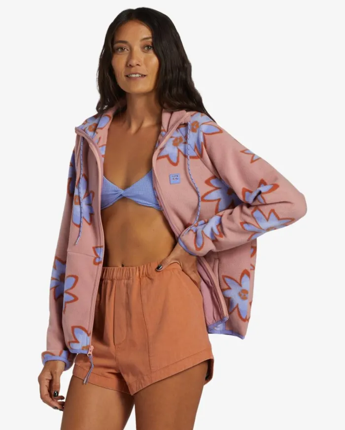 Boundary ZipUp Sweatshirt Dawn Pink Women Billabong Sweatshirts and Fleece
