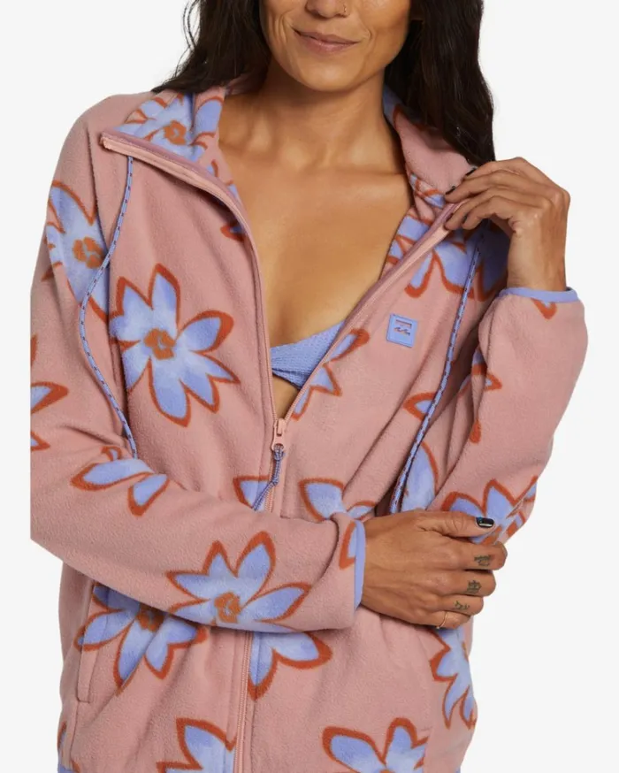 Boundary ZipUp Sweatshirt Dawn Pink Women Billabong Sweatshirts and Fleece