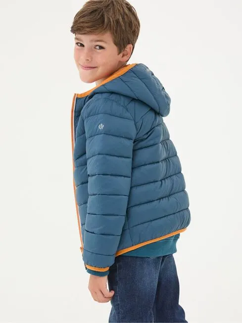 Boys Fatface Coats and Jackets Harry Blue Hooded Padded Jacket