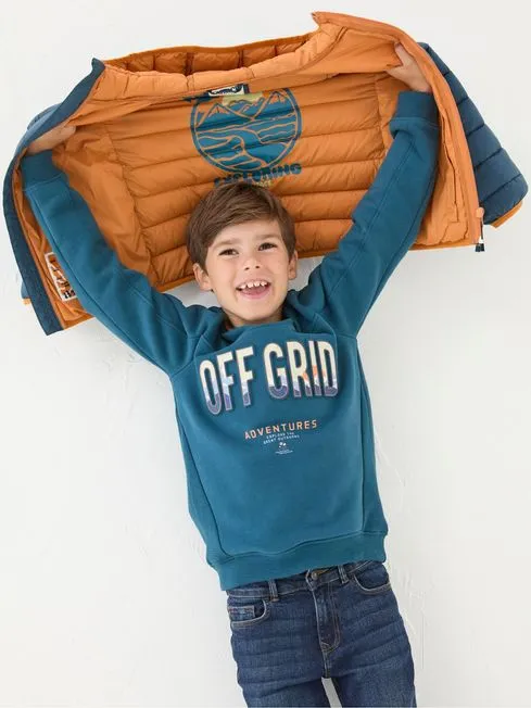 Boys Fatface Coats and Jackets Harry Blue Hooded Padded Jacket
