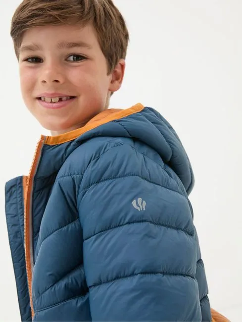 Boys Fatface Coats and Jackets Harry Blue Hooded Padded Jacket