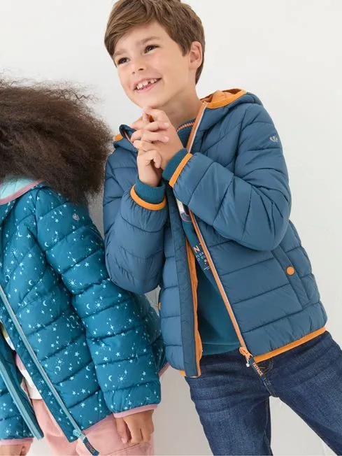 Boys Fatface Coats and Jackets Harry Blue Hooded Padded Jacket