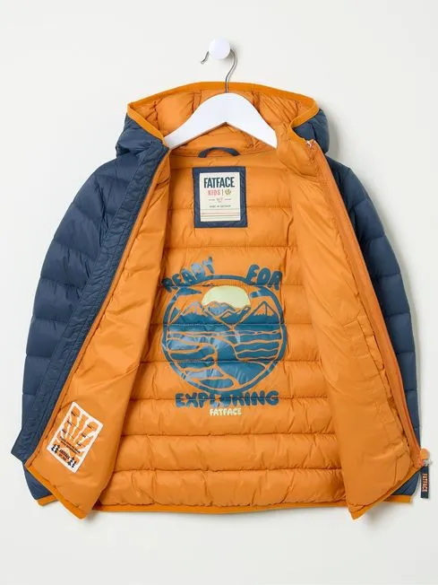 Boys Fatface Coats and Jackets Harry Blue Hooded Padded Jacket