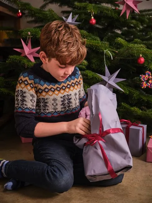 Boys Fatface Knitwear Blue Fair Isle Yoke Jumper