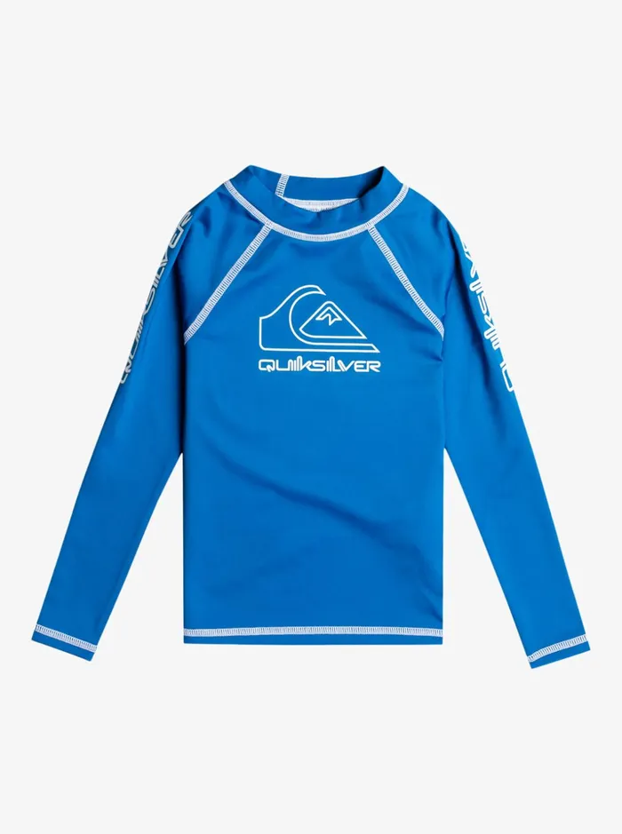 Boys Quiksilver Rashguards Boy039s 27 On Tour Long Sleeve UPF 50 Rashguard Snorkel Blue