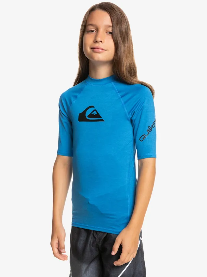 Boys Quiksilver Rashguards Boy039s 816 All Time Ss Youth SSL Surf Tee Snorkel Blue Heather Boys Quiksilver Rashguards Boy039s 816 All Time Ss Youth SSL Surf Tee Snorkel Blue Heather