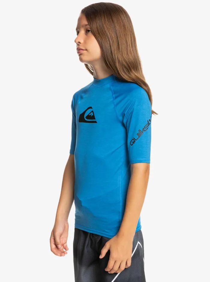 Boys Quiksilver Rashguards Boy039s 816 All Time Ss Youth SSL Surf Tee Snorkel Blue Heather Boys Quiksilver Rashguards Boy039s 816 All Time Ss Youth SSL Surf Tee Snorkel Blue Heather