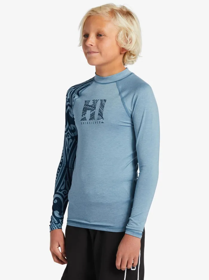 Boys Quiksilver Rashguards Boy039s 816 Hawaii Big Island UPF 50 Long Sleeve Surf Tee Provincial Blue Heather Boys Quiksilver Rashguards Boy039s 816 Hawaii Big Island UPF 50 Long Sleeve Surf Tee Provincial Blue Heather