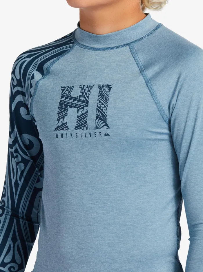 Boys Quiksilver Rashguards Boy039s 816 Hawaii Big Island UPF 50 Long Sleeve Surf Tee Provincial Blue Heather Boys Quiksilver Rashguards Boy039s 816 Hawaii Big Island UPF 50 Long Sleeve Surf Tee Provincial Blue Heather