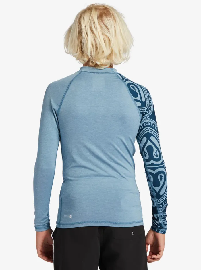 Boys Quiksilver Rashguards Boy039s 816 Hawaii Big Island UPF 50 Long Sleeve Surf Tee Provincial Blue Heather Boys Quiksilver Rashguards Boy039s 816 Hawaii Big Island UPF 50 Long Sleeve Surf Tee Provincial Blue Heather