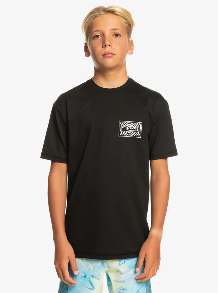 Boys Quiksilver Rashguards Boy039s 816 Mix Session UPF 50 Short Sleeve Surf Tee Black