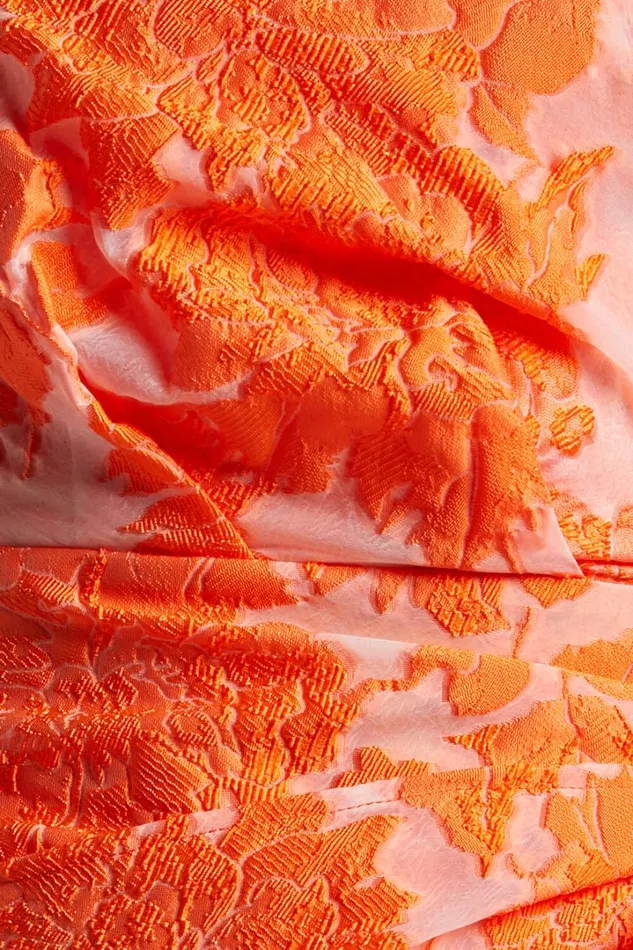 Brailey Mini Dress 8211 One Shoulder Wrap Front Dress In Orange Jacquard Women Showpo Curve Clothes