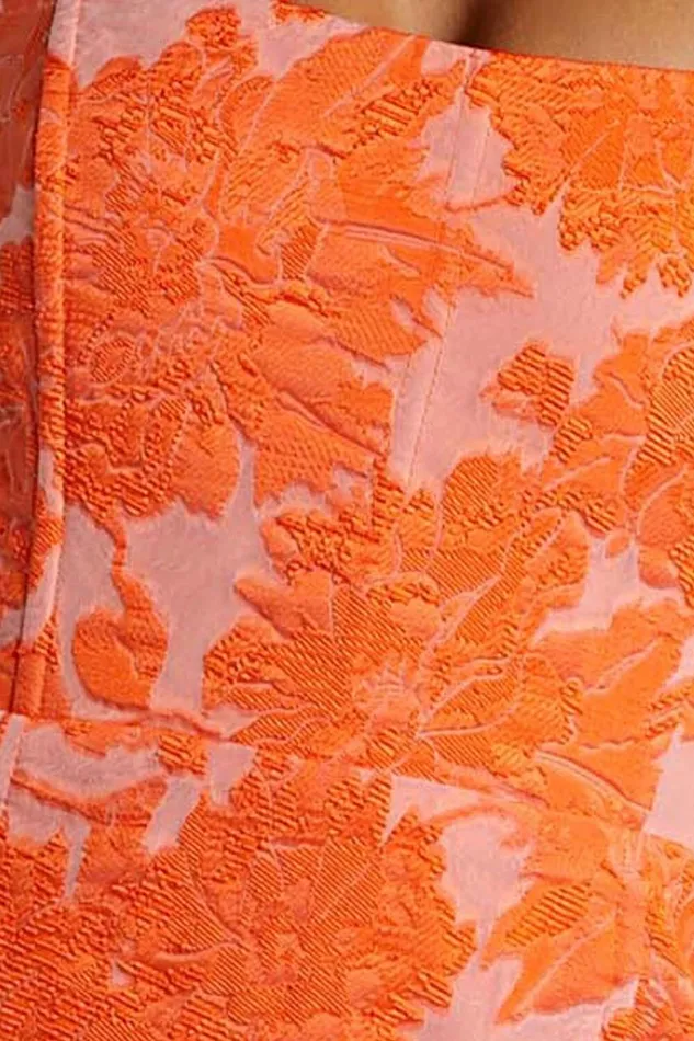 Brailey Mini Dress 8211 Strapless Dress In Orange Jacquard Women Showpo Curve Clothes