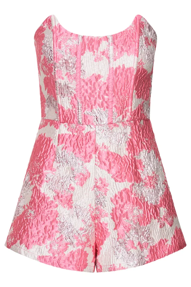 Brailey Playsuit 8211 Strapless Corset Playsuit In Light Pink Jacquard Women Showpo Rompers