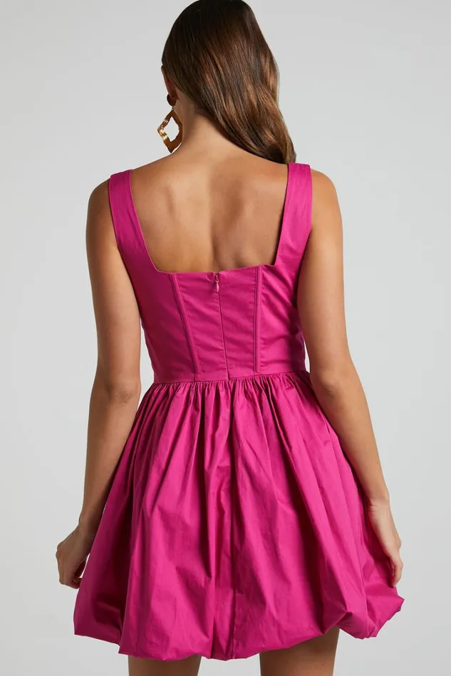 Brianda Mini Dress 8211 Corset Bodice Bubble Hem Dress In Berry Women Showpo Conscious