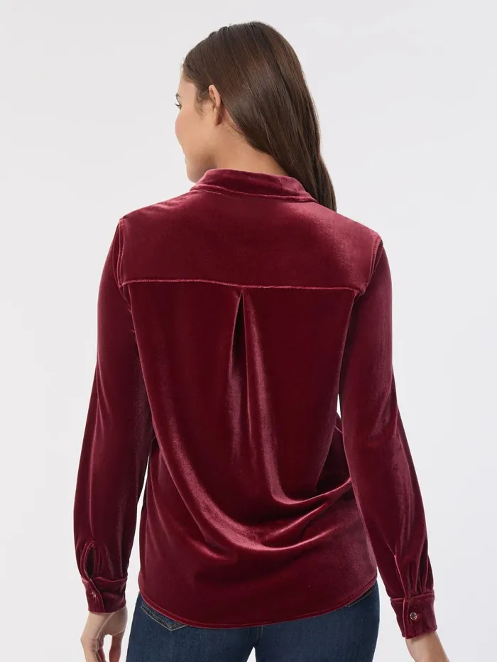 ButtonFront Velour Utility Shirt Women Jones New York Tops and Blouses ButtonFront Velour Utility Shirt Women Jones New York Tops and Blouses