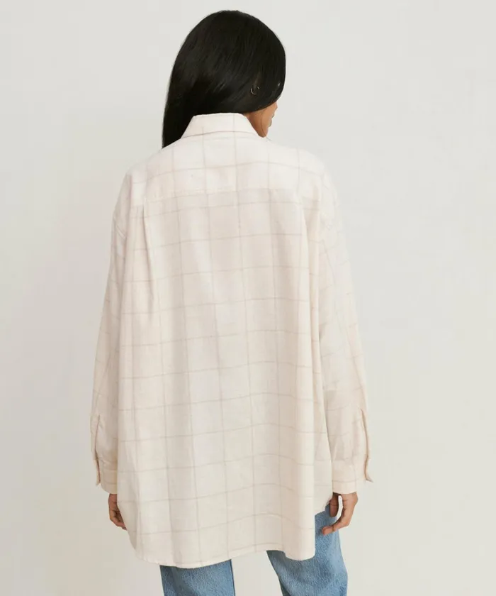 ButtonUps Women Jenni Kayne Dakota Oversized Flannel Oatmeal Plaid