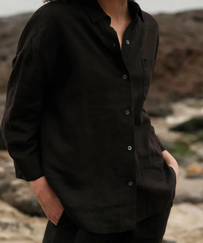 ButtonUps Women Jenni Kayne Linen Logan Shirt Black