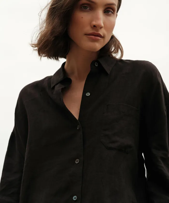 ButtonUps Women Jenni Kayne Linen Logan Shirt Black