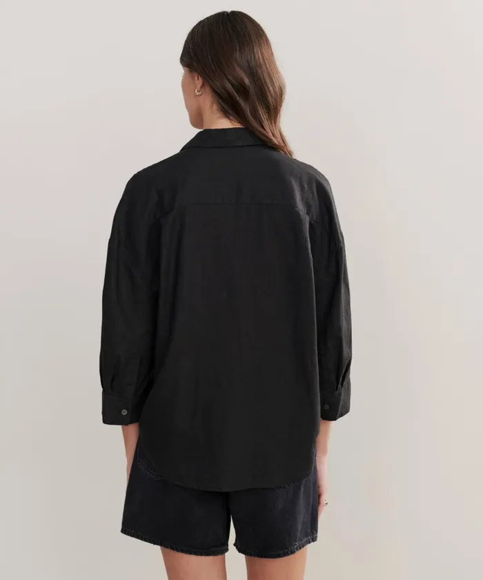 ButtonUps Women Jenni Kayne Linen Logan Shirt Black
