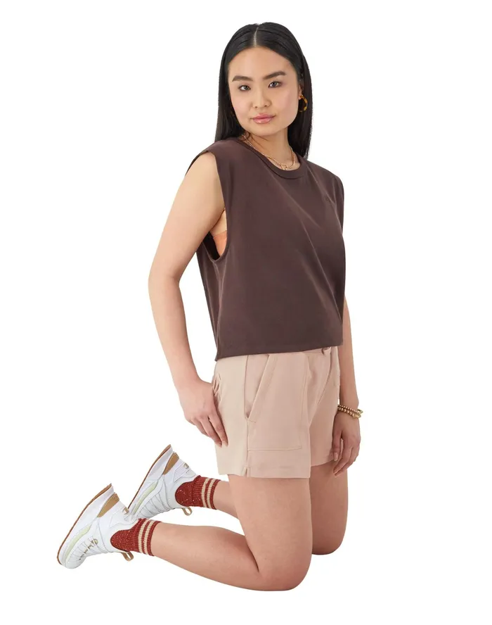 Campus Pique Shorts C Logo 25 Champagne Frost Women Champion Shorts