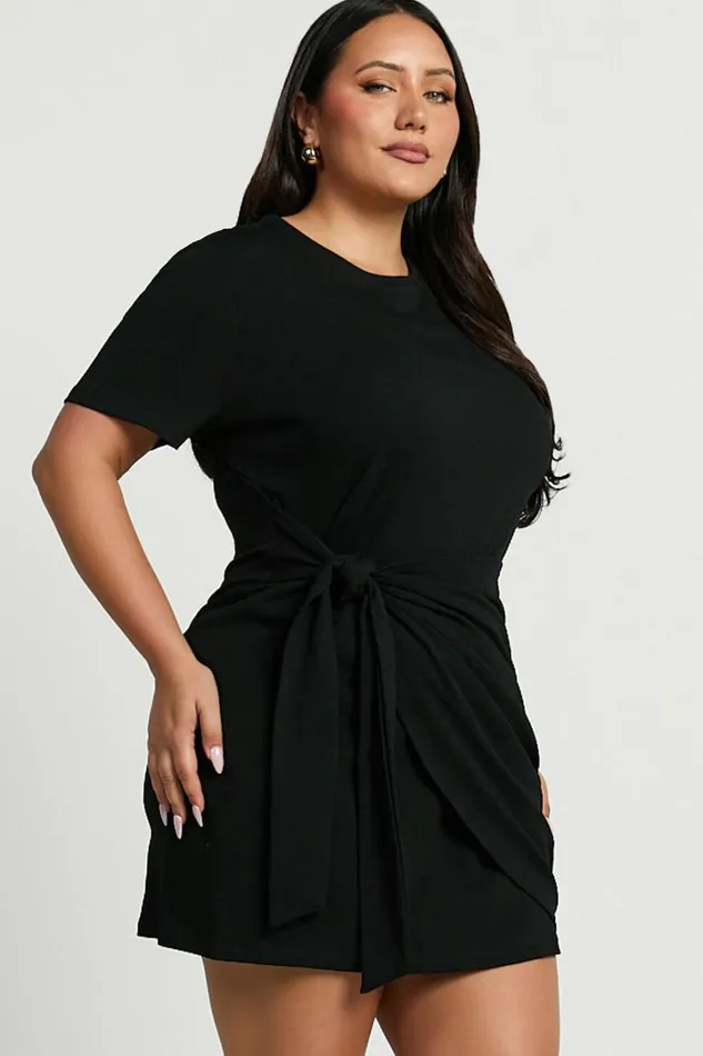 Candace Mini Dress 8211 Faux Wrap Shift Dress In Black Women Showpo Basics