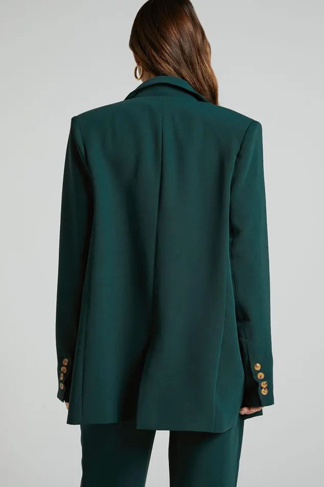 Caralina Blazer 8211 Oversized Single Breasted Blazer In Forest Green Women Showpo Blazers