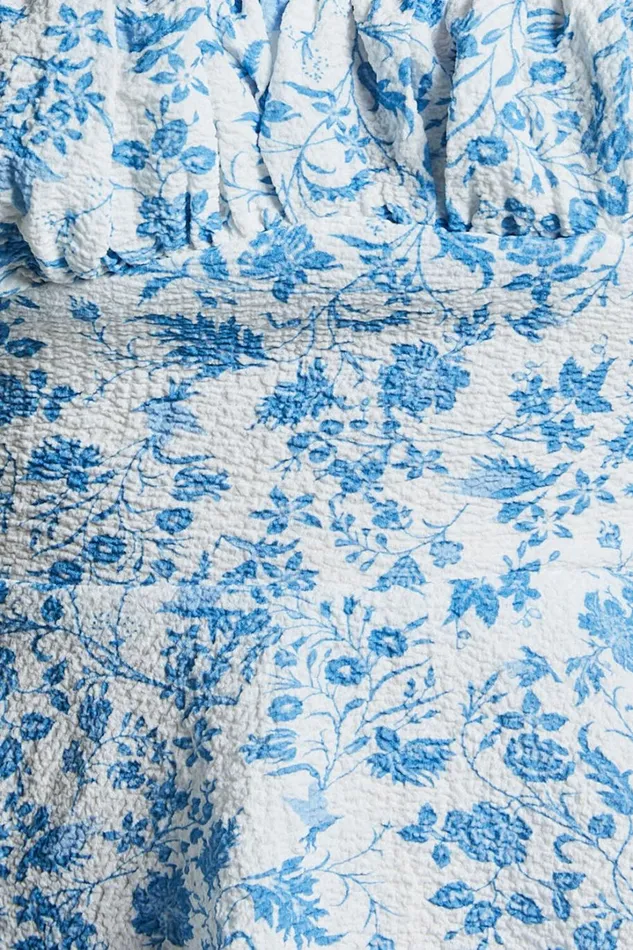 Cassia Mini Dress 8211 Ruched Bust Sleeveless Layered Dress In Blue And White Print Women Showpo Dresses