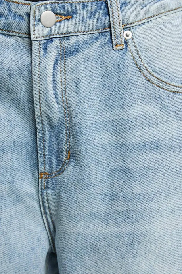 Cate Jeans 8211 High Waist Ripped Wide Leg Recycled Denim Jeans In Light Blue Wash Women Showpo Conscious