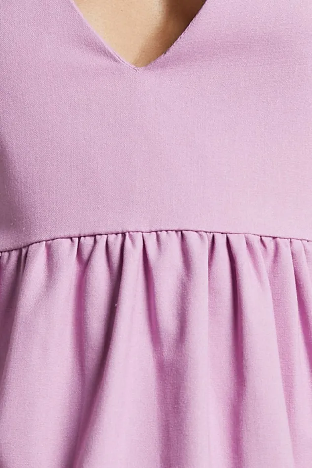 Cayenne Mini Dress 8211 Linen Look V Neck Short Flutter Sleeve Tiered Dress In Pink Women Showpo Dresses