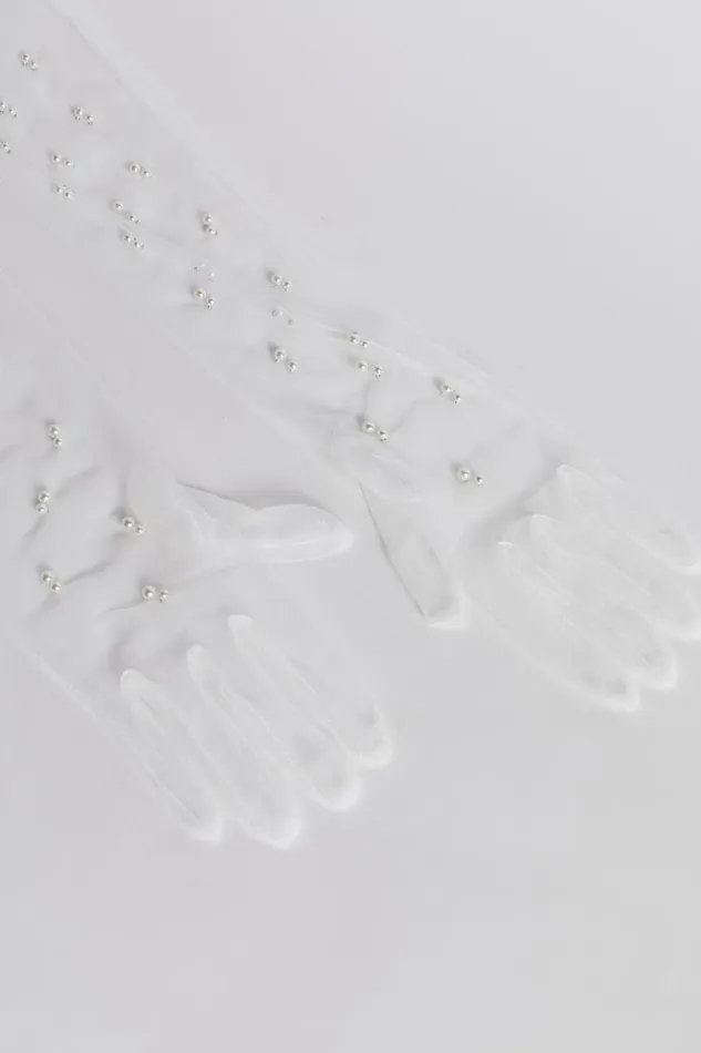 Ceceilla Pearl Gloves In White Women Showpo Scarves and Gloves