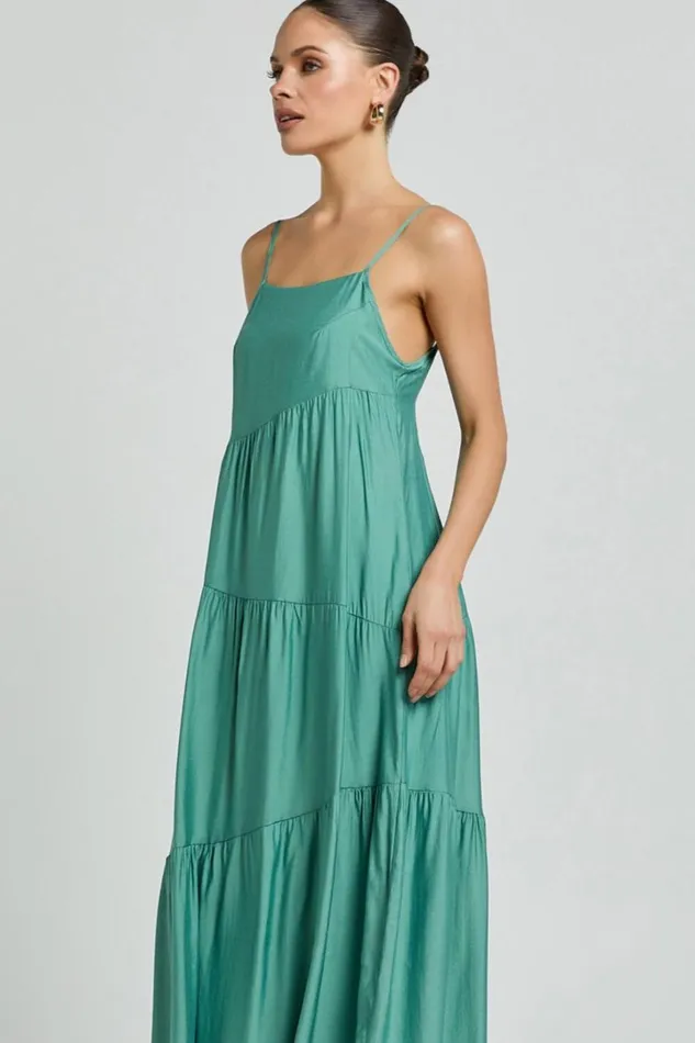 Cecila Midi Dress 8211 Straight Neckline Sleeveless Dress In Sage Women Showpo Conscious