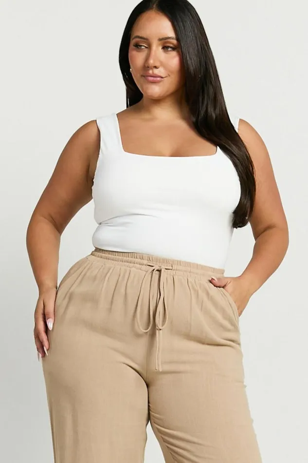 Cenia Top 8211 Square Neck Sleeveless Tank In Cream Women Showpo Conscious