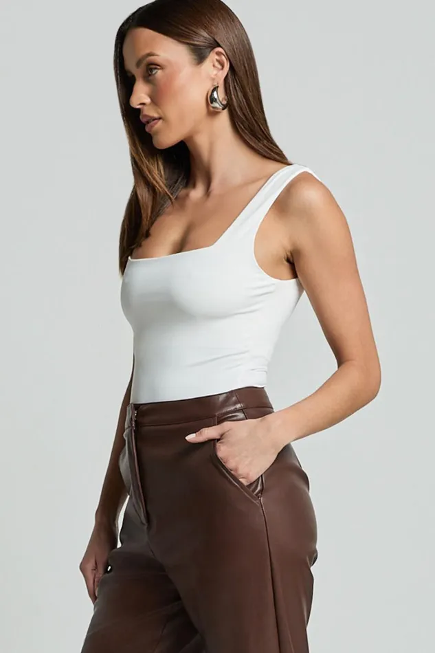 Cenia Top 8211 Square Neck Sleeveless Tank In Cream Women Showpo Conscious