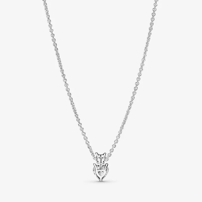 Chain Necklaces Women Pandora Double Heart Pendant Sparkling Collier Necklace Sterling Silver