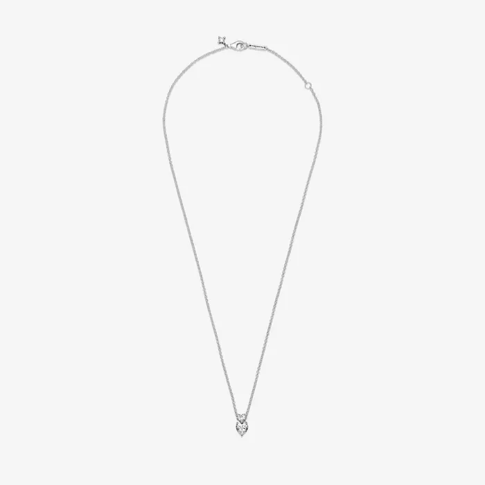 Chain Necklaces Women Pandora Double Heart Pendant Sparkling Collier Necklace Sterling Silver