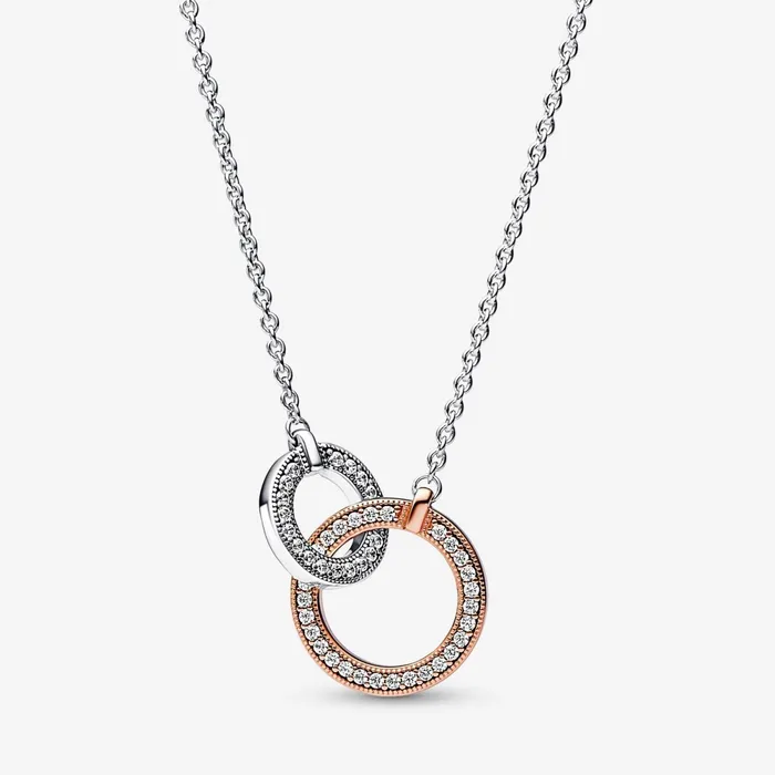 Chain Necklaces Women Pandora Online Signature Two Tone Intertwined Circles Necklace