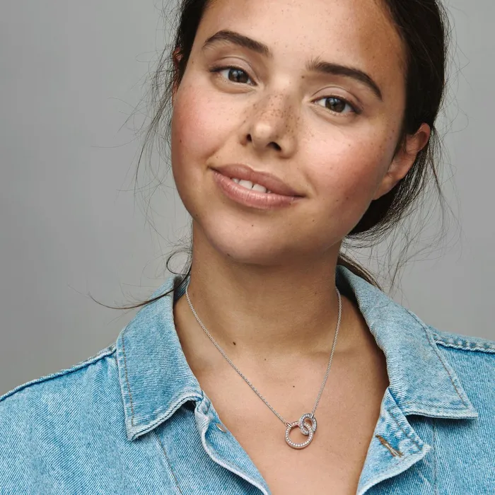 Chain Necklaces Women Pandora Online Signature Two Tone Intertwined Circles Necklace
