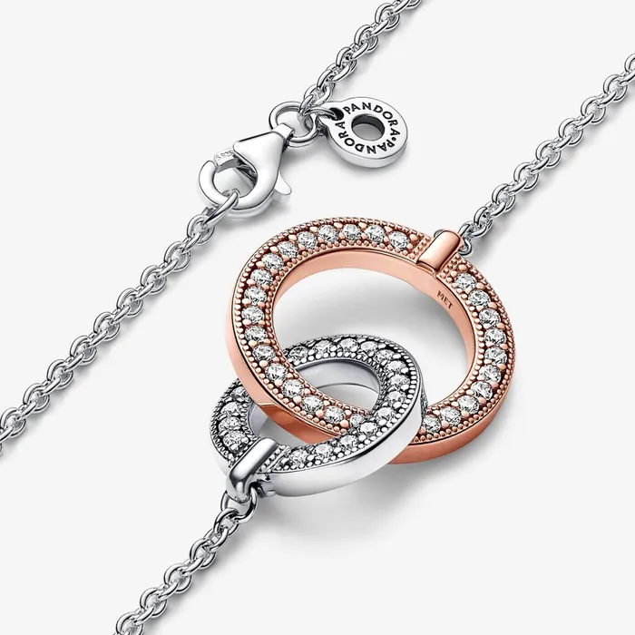 Chain Necklaces Women Pandora Online Signature Two Tone Intertwined Circles Necklace