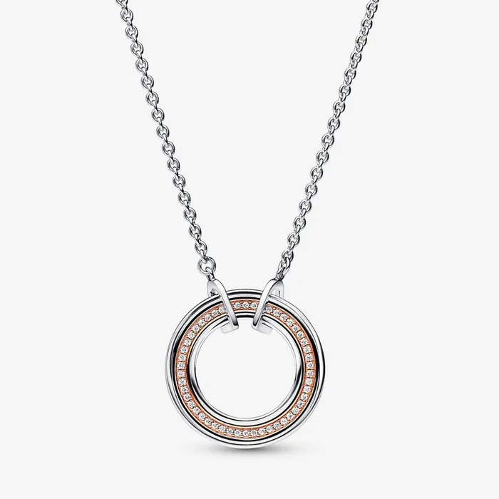 Chain Necklaces Women Pandora Online Signature Two Tone Logo and Pav Necklace